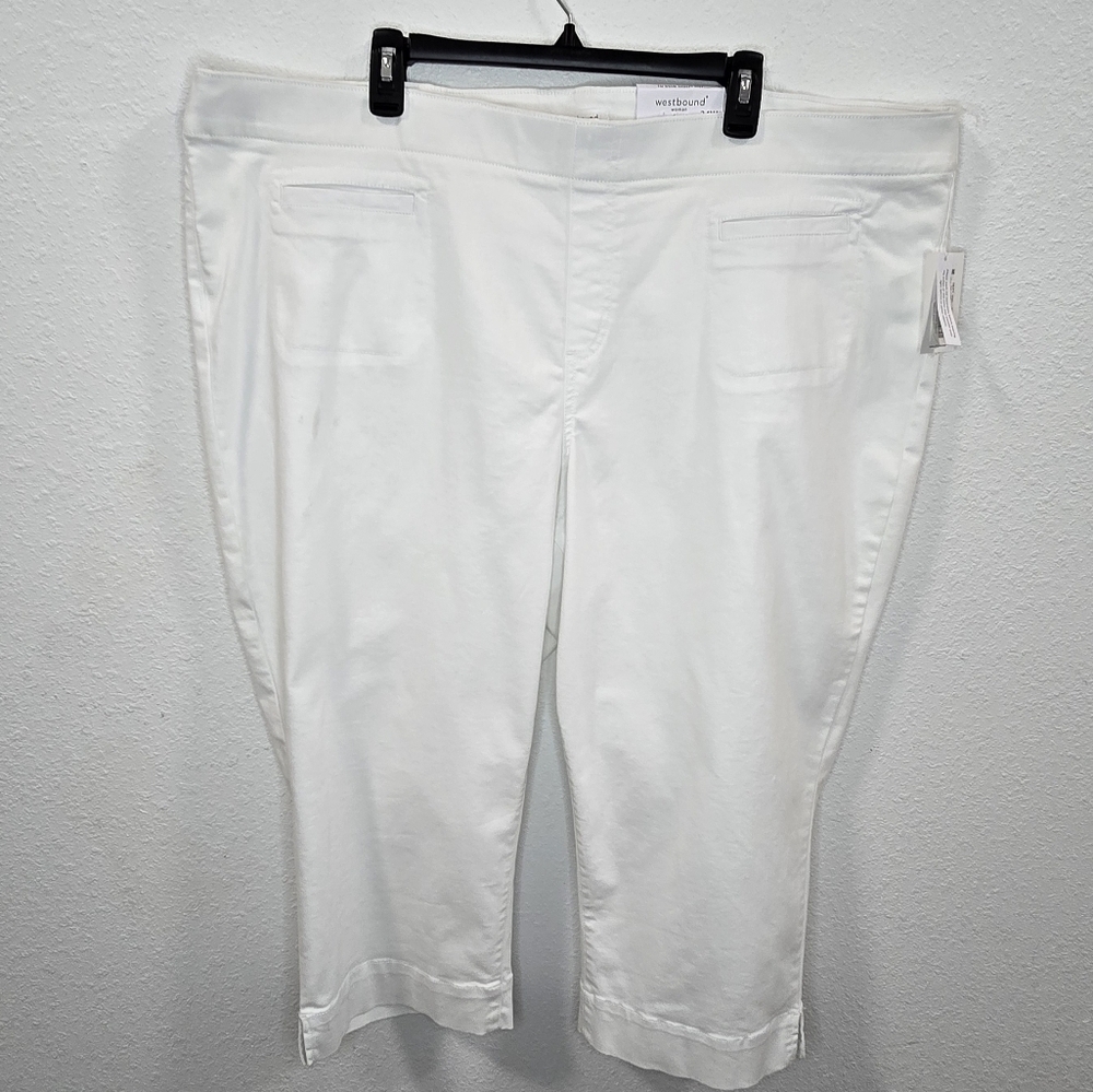 Westbound Womens High Rise Skinni White Summer Cropped Pants Size 24W